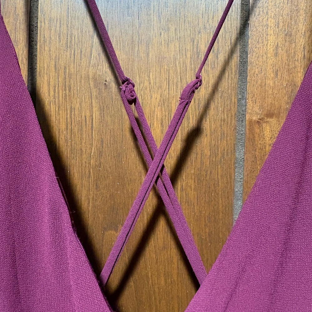 Lulu's Wine Ruffle Dress - Picture 5 of 14